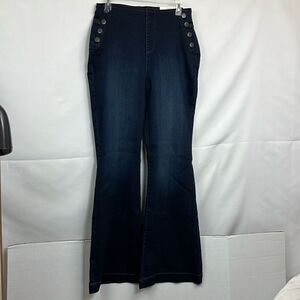 INC Dark Blue high rise flare pull on jeans size 12 NWT